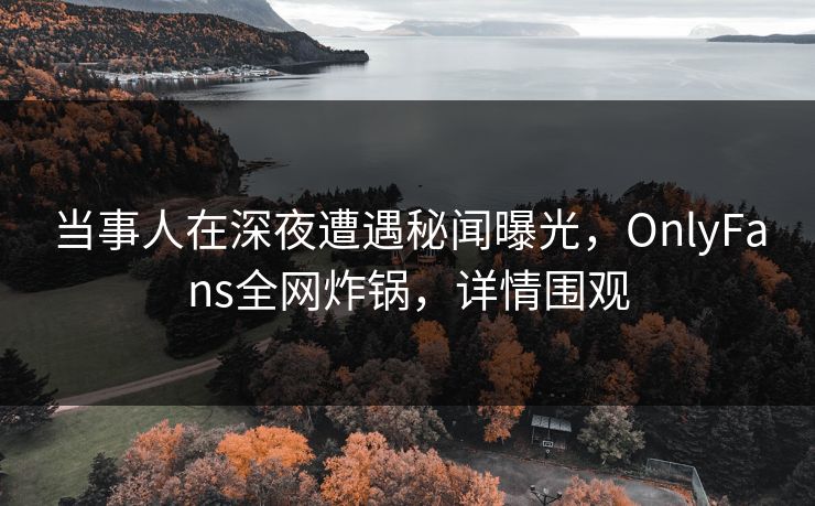 当事人在深夜遭遇秘闻曝光，OnlyFans全网炸锅，详情围观