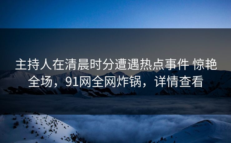 主持人在清晨时分遭遇热点事件 惊艳全场，91网全网炸锅，详情查看
