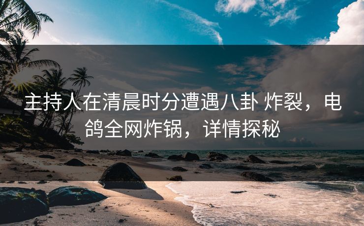 主持人在清晨时分遭遇八卦 炸裂，电鸽全网炸锅，详情探秘