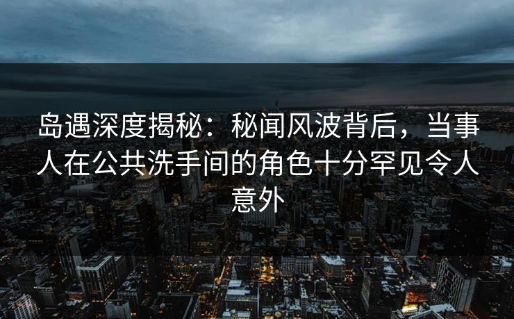 岛遇深度揭秘：秘闻风波背后，当事人在公共洗手间的角色十分罕见令人意外