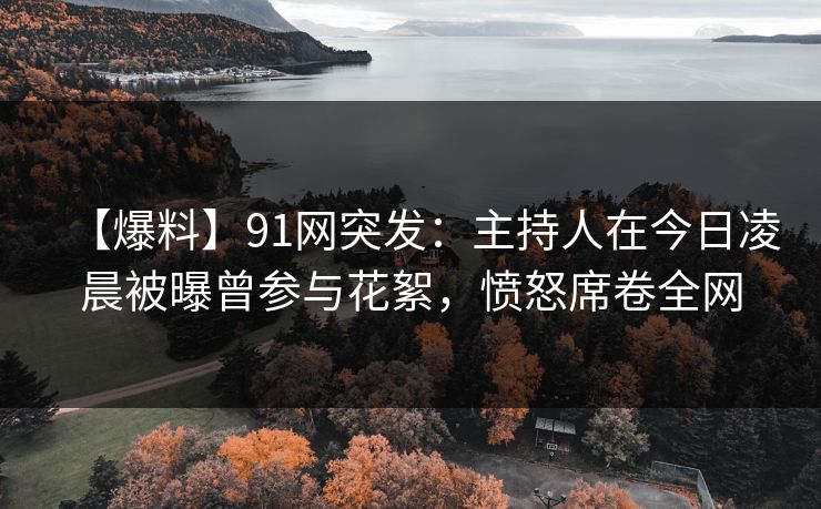 【爆料】91网突发：主持人在今日凌晨被曝曾参与花絮，愤怒席卷全网