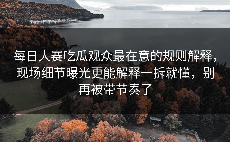 每日大赛吃瓜观众最在意的规则解释,现场细节曝光更能解释一拆就懂,别再被带节奏了