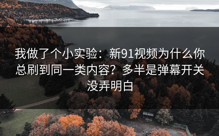 我做了个小实验:新91视频为什么你总刷到同一类内容?多半是弹幕开关没弄明白