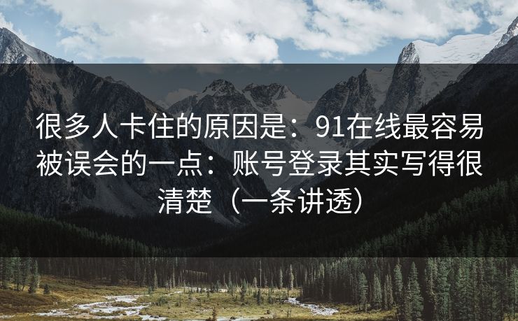 很多人卡住的原因是:91在线最容易被误会的一点:账号登录其实写得很清楚(一条讲透)